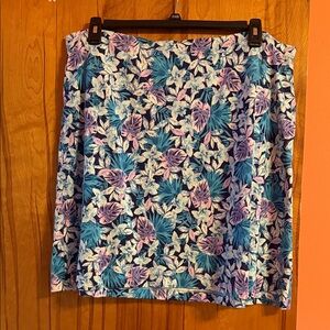 J. Jill Tropical Blue and Lavender A-Line Skirt